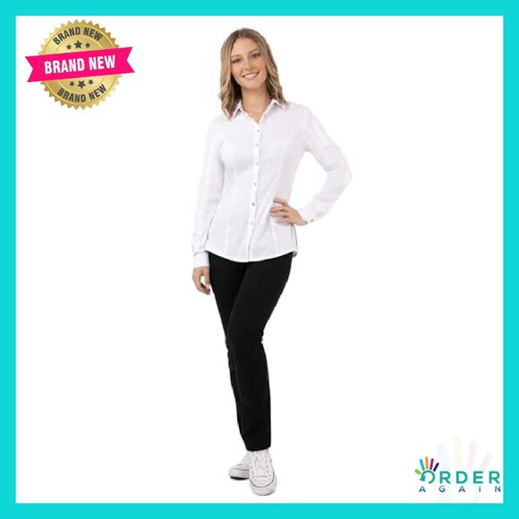 Mesh Panel Work Shirt Stretch Fabric Professional Chic Utility Top - Picture 4 of 7